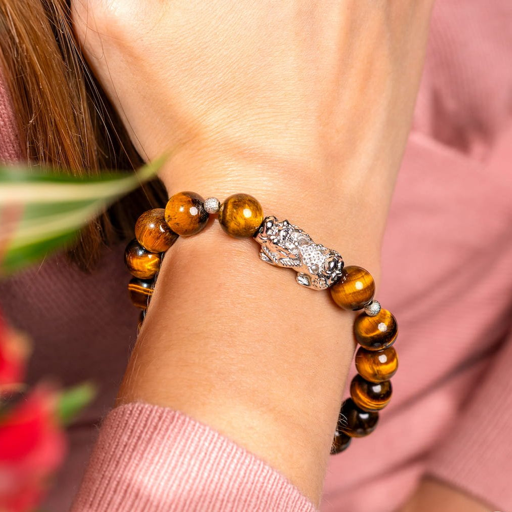 Fortune Flows - Tiger's Eye & Pixiu Bracelet